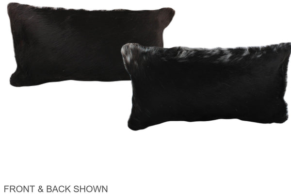 Solid Black Cowhide Pillow #A38074