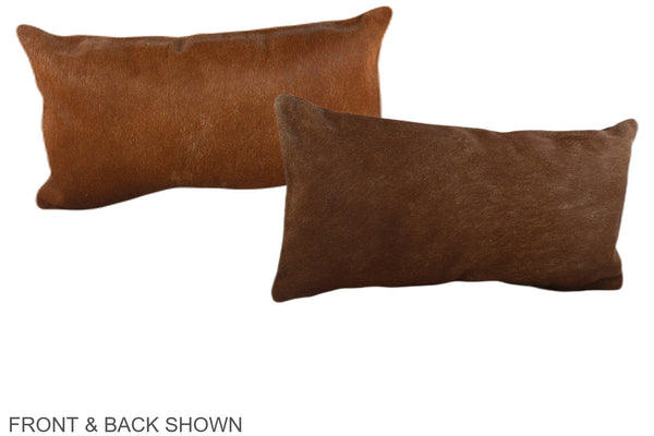 Solid Brown Cowhide Pillow #A38156