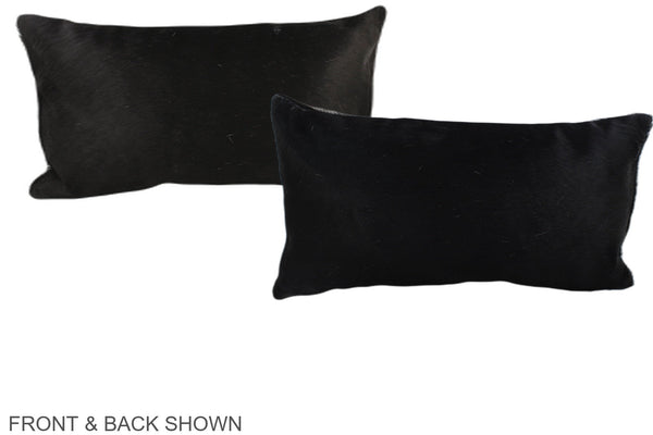Solid Black Cowhide Pillow #A38197