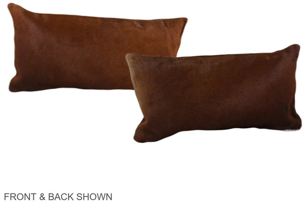 Solid Brown Cowhide Pillow #A38254