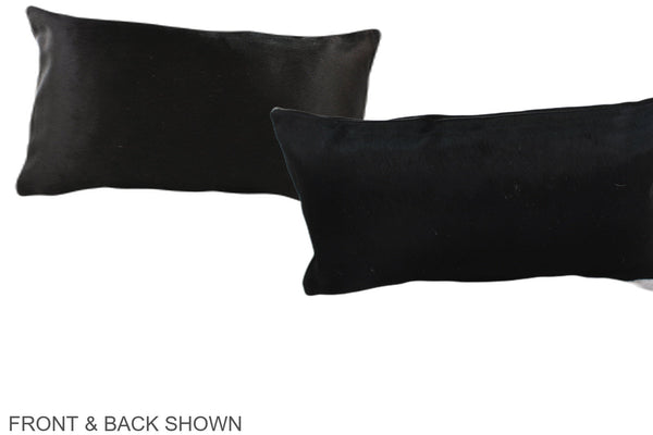 Solid Black Cowhide Pillow #A38257
