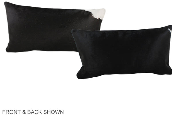 Solid Black Cowhide Pillow #A38260