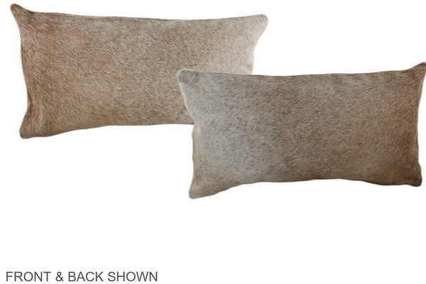 Grey with Beige Cowhide Pillow #A38479