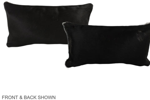 Solid Black Cowhide Pillow #A38494