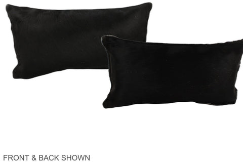 Solid Black Cowhide Pillow #A38508