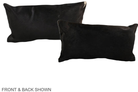 Solid Black Cowhide Pillow #A38514