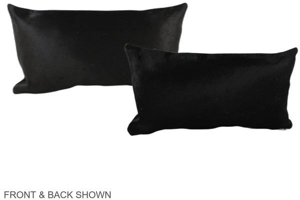 Solid Black Cowhide Pillow #A38517
