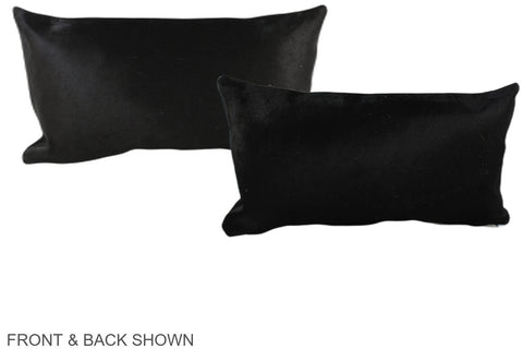 Solid Black Cowhide Pillow #A38517