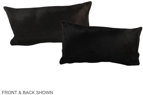 Solid Black Cowhide Pillow #A38523