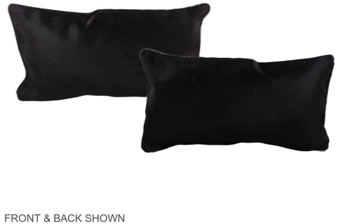 Solid Black Cowhide Pillow #A38528