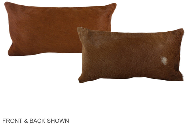 Solid Brown Cowhide Pillow #A38529