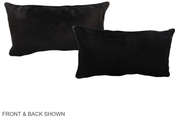Solid Black Cowhide Pillow #A38533