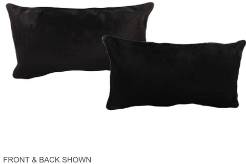 Solid Black Cowhide Pillow #A38533