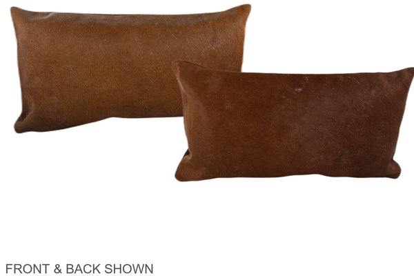 Solid Brown Cowhide Pillow #A38588