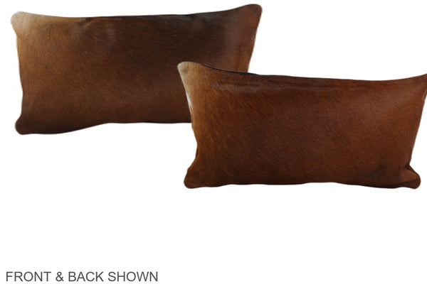 Brown with Red Cowhide Pillow #A38597