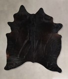 Solid Black Cowhide Rug #A43720