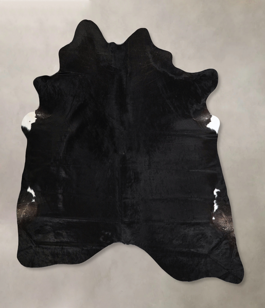 Solid Black Cowhide Rug #A44542