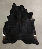 Solid Black Cowhide Rug #A45434