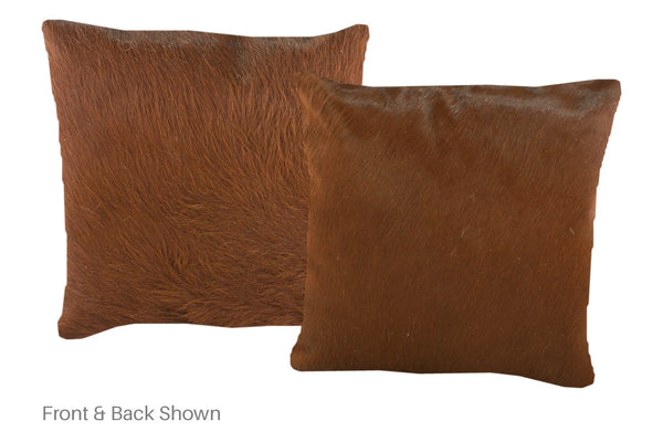 Solid Brown Cowhide Pillow #A52245