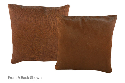 Solid Brown Cowhide Pillow #A52245