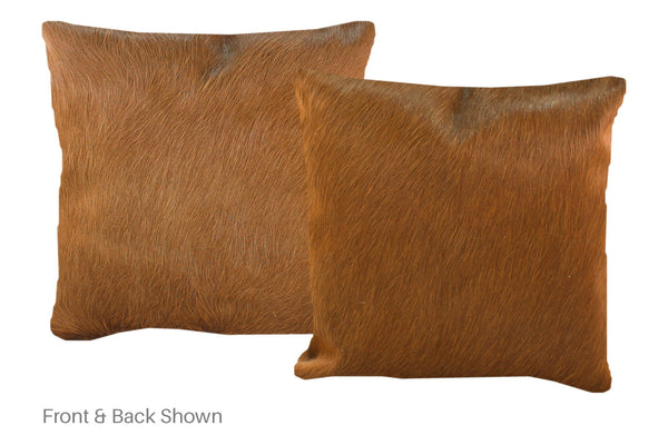 Solid Brown Cowhide Pillow #A52279