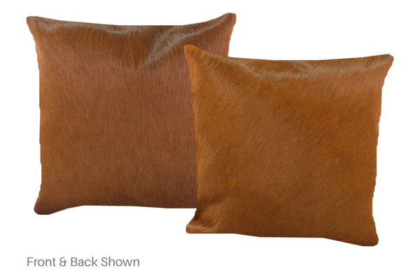 Solid Brown Cowhide Pillow #A52655