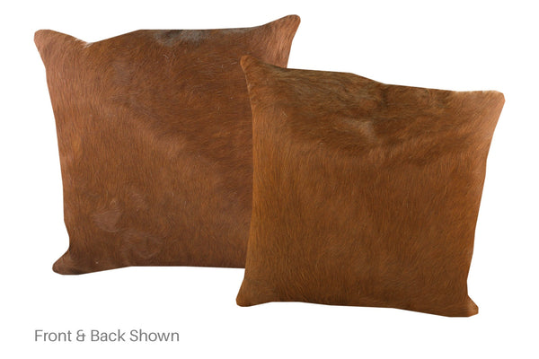 Solid Brown Cowhide Pillow #A53099