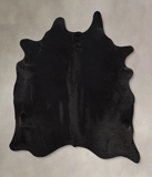 Solid Black Cowhide Rug #B10107