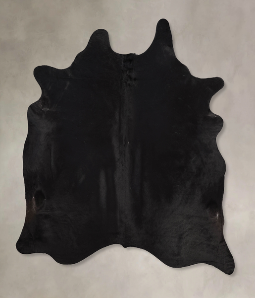 Solid Black Cowhide Rug #B10107