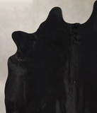 Solid Black Cowhide Rug #B10107