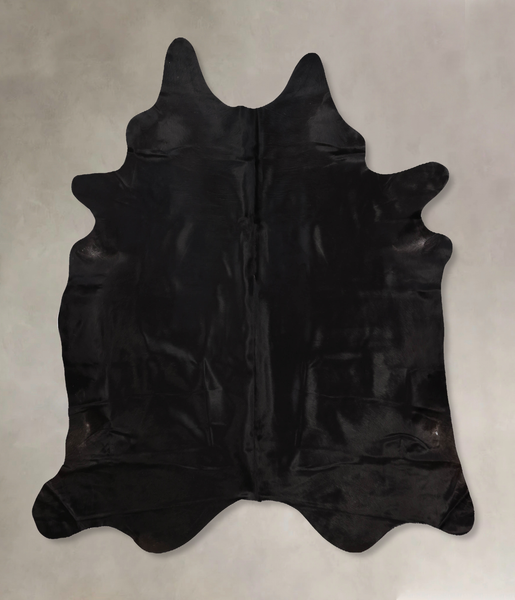 Solid Black Cowhide Rug #B10287