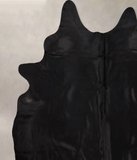Solid Black Cowhide Rug #B10287