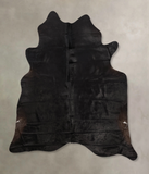 Solid Black Cowhide Rug #B10318