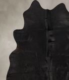 Solid Black Cowhide Rug #B10318