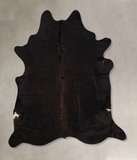Solid Black Cowhide Rug #B10371