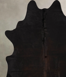 Solid Black Cowhide Rug #B10371