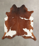 Brown and White Cowhide Rug #B1044