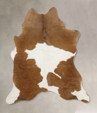 Brown and White Cowhide Rug #B10477