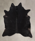 Solid Black Cowhide Rug #B10487