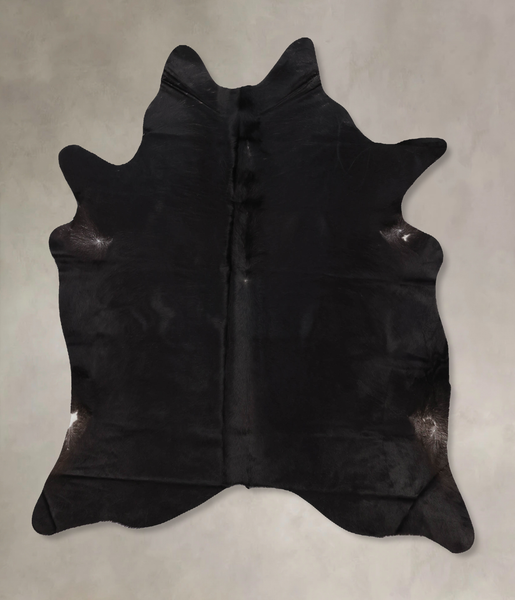 Solid Black Cowhide Rug #B10487