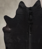 Solid Black Cowhide Rug #B10487