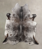 Salt and Pepper Black Cowhide Rug #B10890