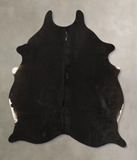 Solid Black Cowhide Rug #B11173
