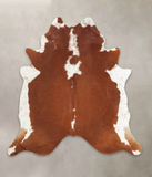 Brown and White Regular Cowhide Rug #B1131