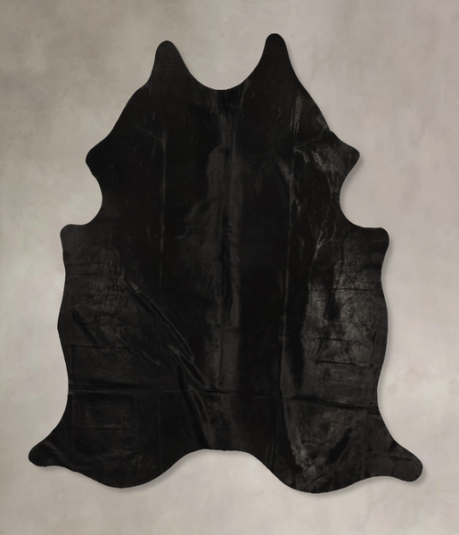 Solid Black Cowhide Rug #B11715
