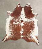 Brown and White Cowhide Rug #B1218