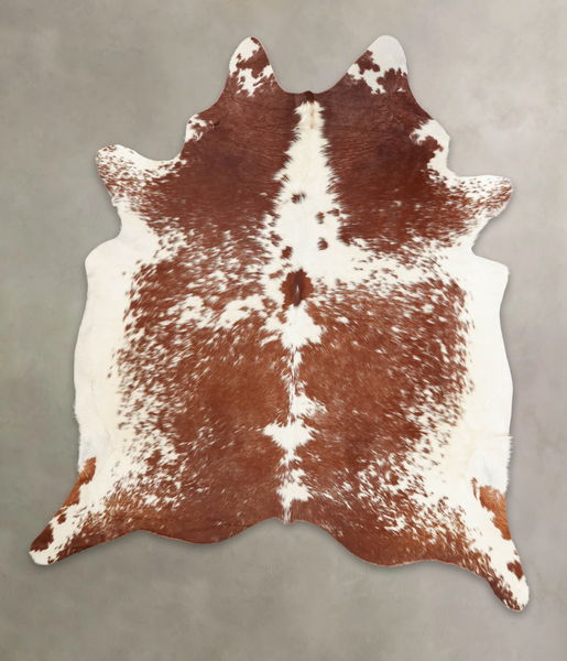 Brown and White Cowhide Rug #B1218