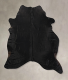 Solid Black Cowhide Rug #B12520
