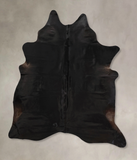 Solid Black Cowhide Rug #B12522