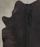 Solid Black Cowhide Rug #B12647